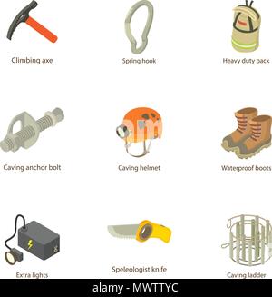 Digger icons set, isometric style Stock Vector