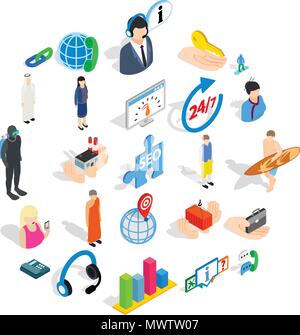 Workforce icons set, isometric style Stock Vector