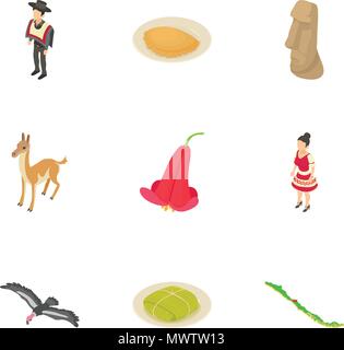 Mexican tradition icons set, isometric style Stock Vector