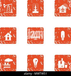 Pep icons set, grunge style Stock Vector
