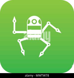 Spider robot icon digital green Stock Vector