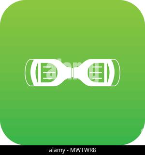 Hoverboard gyro pod top view icon digital green Stock Vector