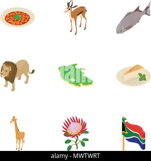 Africa icons set, isometric style Stock Vector