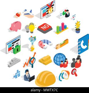 Conception icons set, isometric style Stock Vector