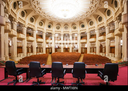 Palace of the Parliament, second biggest building in the world, theatre room, Bucharest, Romania, Europe Stock Photo