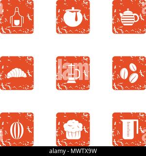 Refreshment icons set, grunge style Stock Vector