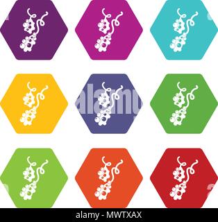 Micro vibrio icons set 9 vector Stock Vector