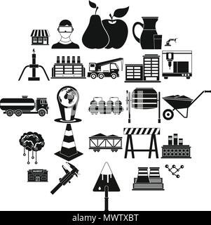 Extraction icons set, simple style Stock Vector