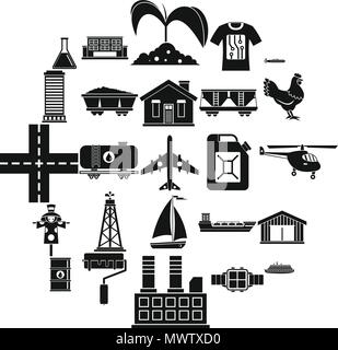 Production icons set, simple style Stock Vector