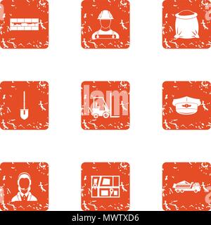 Purchase of material icons set, grunge style Stock Vector