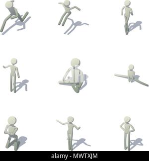 Exercise icons set, isometric style Stock Vector