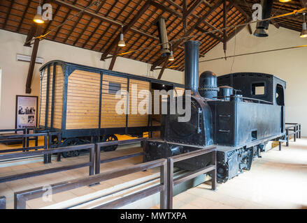 Old locomotive in the Hijaz railway station of Tabuk, Saudi Arabia, Middle East Stock Photo