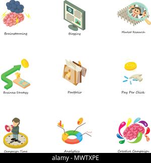 Teambuilding icons set, isometric style Stock Vector