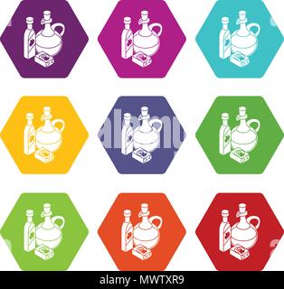 Organic eco food icons set 9 vector Stock Vector