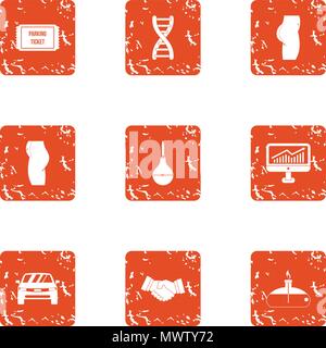 Moderation icons set, grunge style Stock Vector