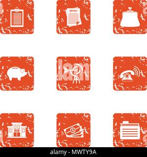 Cumulative certificate icons set, grunge style Stock Vector