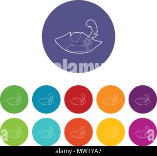 Pirate hat icons set vector color Stock Vector