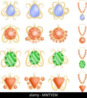 Jewellery woman luxury mockup set, realistic style Stock Vector