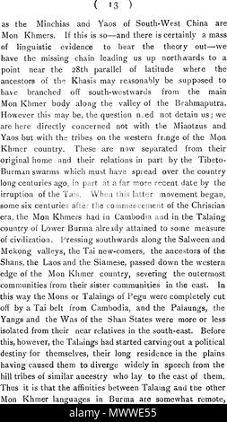 . English: a English text. 1910. C. C. LOWIS, I. C. S. 601 The Tribes Of Burma - 13 Stock Photo