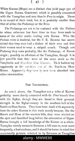 . English: a English text. 1910. C. C. LOWIS, I. C. S. 601 The Tribes Of Burma - 47 Stock Photo