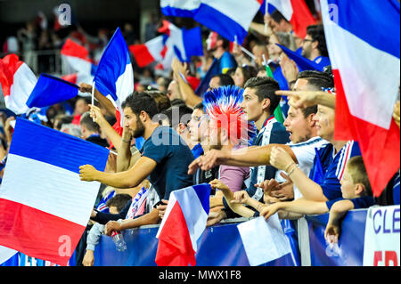 Nice, France. 1st June 2018. Soccer Football - International Friendly - France vs Italy - Allianz Riviera, Nice, France - June 1, 2018 Franch supporters Credit: BTWImages Sport/Alamy Live News Stock Photo