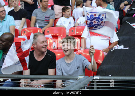 London, UK. 2nd June 2018. England supporters before the International Friendly match between England and Nigeria at Wembley Stadium on June 2nd 2018 in London, England. (Photo by Matt Bradshaw/phcimages.com) Credit: PHC Images/Alamy Live News Stock Photo