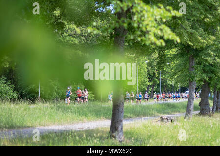 Stockhom, Sweden. 2nd June 2018. Runners in lush surroundings during the Stockholm Marathon 2018 in very hot conditions. Credit: Stefan Holm/Alamy Live News Stock Photo