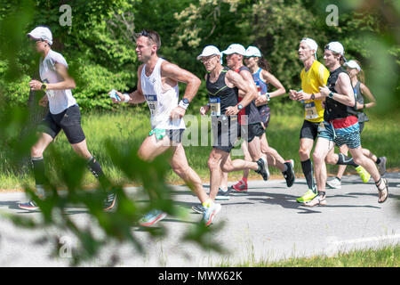 Stockhom, Sweden. 2nd June 2018. Runners in lush surroundings during the Stockholm Marathon 2018 in very hot conditions. Credit: Stefan Holm/Alamy Live News Stock Photo