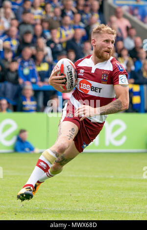 Warrington, UK. 2nd June 2018. Wigan Warriors's Sam Tomkins in action during todays match   2nd June 2018 , The Halliwell Jones Stadium, Warrington, England; Quarter Final Ladbrokes Challenge Cup, Warrington Wolves v Wigan Warriors; Credit: News Images /Alamy Live News Stock Photo