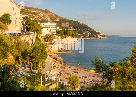 View over Banje Beach outside the old town of Dubrovnik, Croatia, Europe Stock Photo