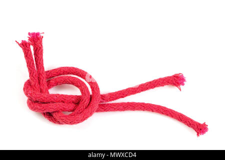 Red rope isolated on white background. Stock Photo
