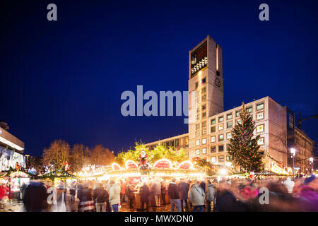 Christmas market at Town Hall square, Stuttgart, Baden-Wurttemberg, Germany, Europe Stock Photo