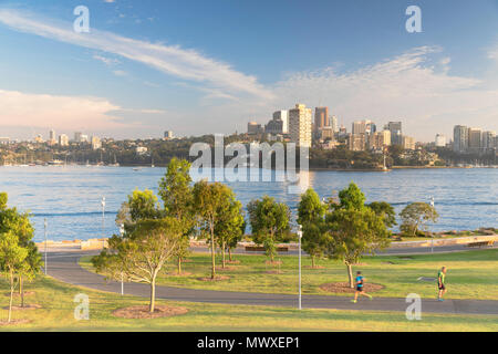 View across Sydney Harbour from Barangaroo Reserve, Sydney, New South Wales, Australia, Pacific Stock Photo