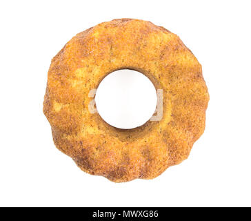 Top view, Tasty homemade traditional fruit cake, tasty muffin cakes, isolated on white background with clipping path. Stock Photo