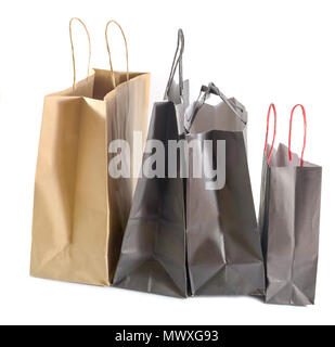 Paper shopping bags isolated on white background. Stock Photo