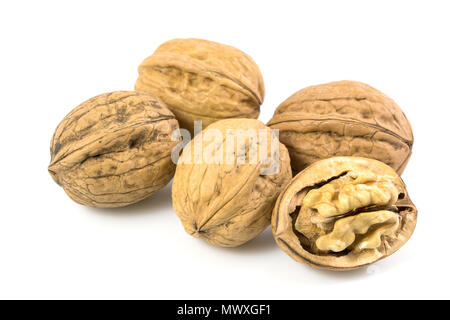 Walnut, walnut kernel, nut isolated on white background., with clipping path. Stock Photo