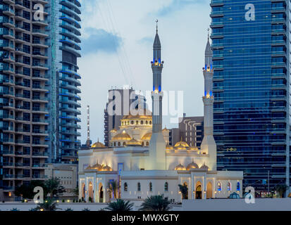 Mohammed Bin Ahmed Almulla Mosque, Dubai Marina, Dubai, United Arab Emirates, Middle East Stock Photo