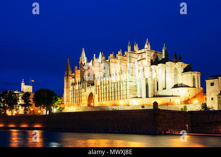 La Seu Cathedral, Palma de Mallorca, Majorca, Balearic Islands, Spain, Mediterranean, Europe Stock Photo