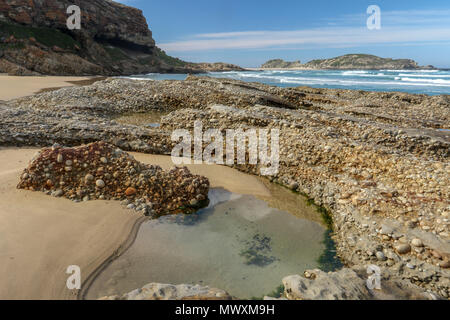 landscape of the beach in the robberg nature reserve near plettenberg bay. Garden route, south africa Stock Photo