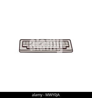 Vintage hadn drawn keyboard concept. Mixed flat and retro design. Personal computer equipment. Stock vector isolated pn white background Stock Vector