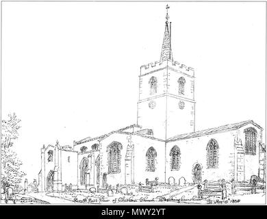 . St Mary's Church, Chesham, Buckinghamshire, in 1838 . 1838. John Buckler 571 St Mary's Chesham 1838 Stock Photo