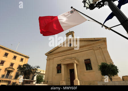 The Malta Stock Exchange building in former Garrison Chapel, Castille Square, Valletta, Malta Stock Photo