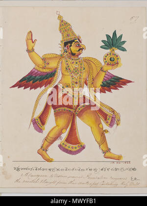 English Garuda The Vahana Of Vishnu Returning With The Vase Of Amrita Which He Had Stolen From The Gods In Order To Free His Mother From Kadru Mother Of Serpents The