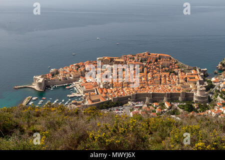 View from Mount Srd at the Old City of Dubrovnik, Croatia. Stock Photo