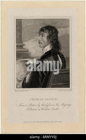 . w:Thomas Carew (1595-1640) . 1824. Drawn by G. Clint and engraved by E. Smith after a painting by Sir Anthony Van Dyke (1599-1641). 605 Thomas Carew Stock Photo