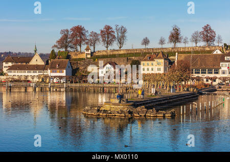 Rapperswil, Switzerland - November 30, 2016: buildings of the historic part of the town of Rapperswil. Rapperswil is a part of the municipality of Rap Stock Photo