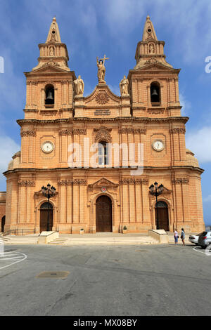 Summer view of the Parish Church of Mellieha town, Malta. Stock Photo