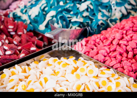 Jelly sugar candies - Multicoloured background made of various colourful candies Stock Photo