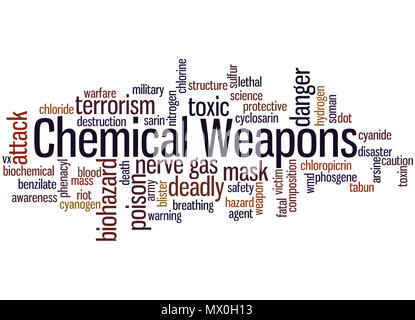 Chemical weapons word cloud concept on white background. Stock Photo