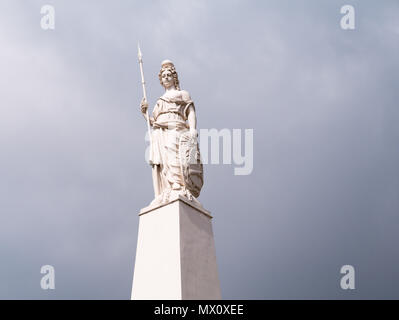 Statue of liberty on top of May Pyramid in centre of main square Plaza de Mayo, Buenos Aires, Argentina Stock Photo